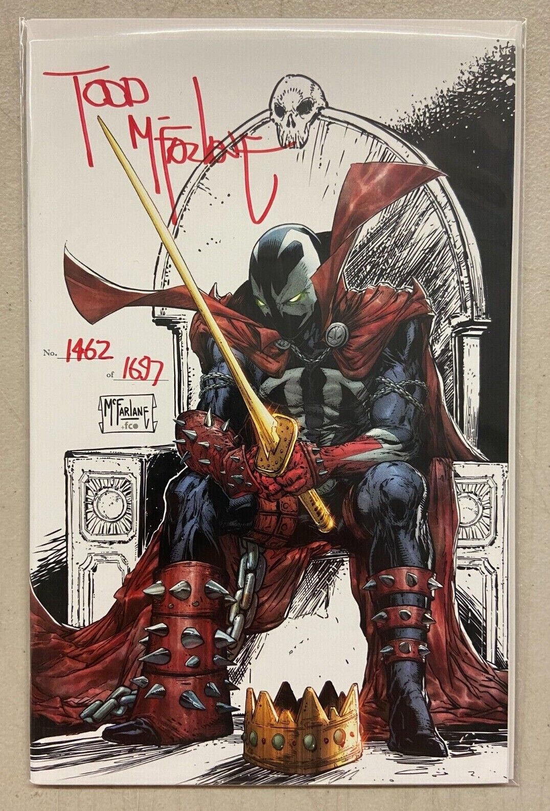 KING SPAWN #1 Autographed Signed by Todd McFarlane CGC COA #1462 of 1697