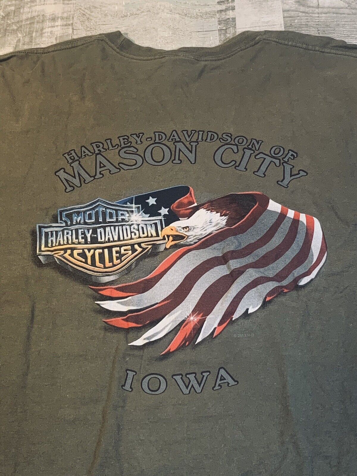 Harley Davidson Mason City Iowa Mens 2XL Green TShirt Teardrop Tank 2015