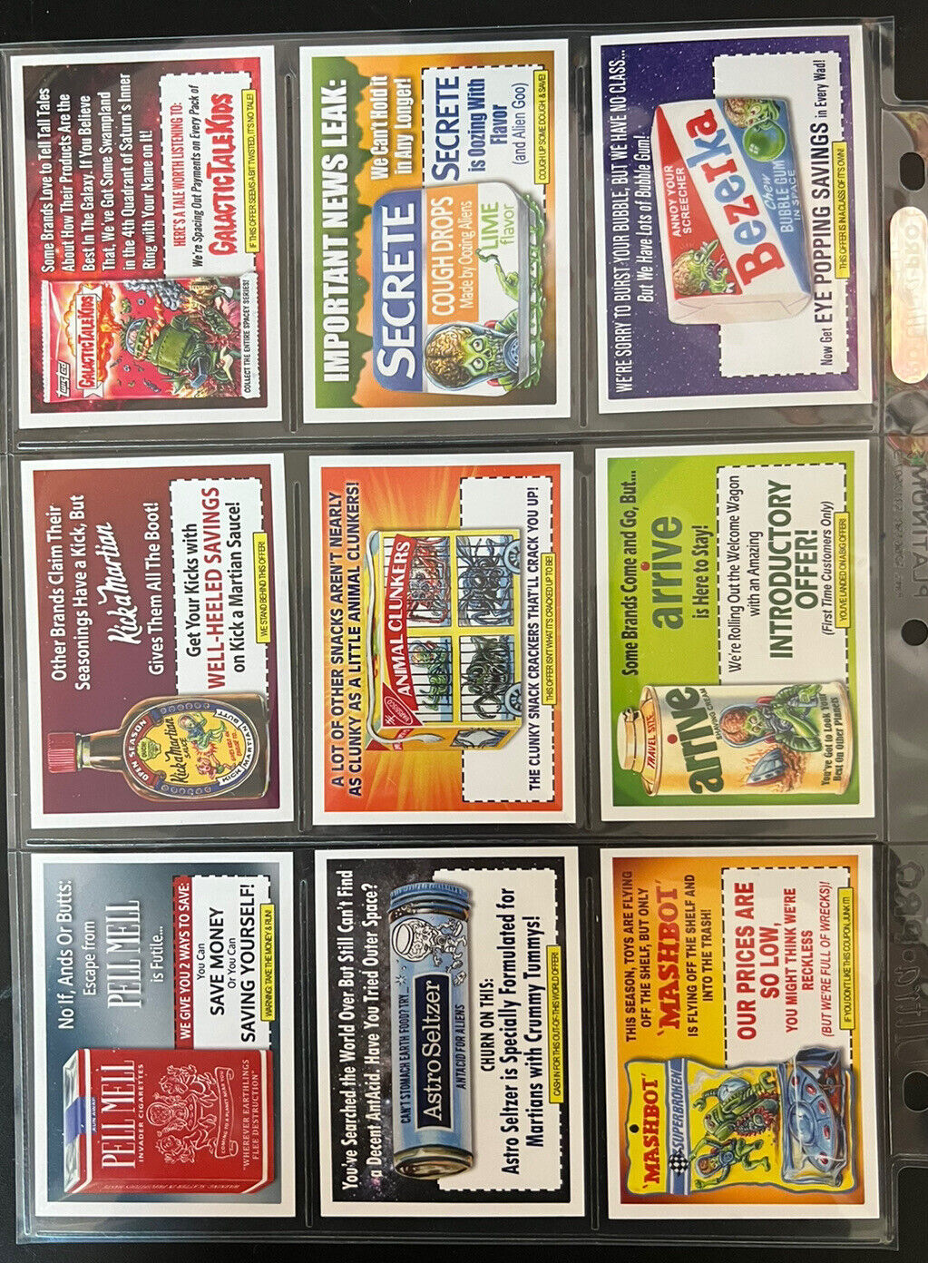 2022 Topps WACKY PACKAGES Mars Attack 5 Attacky COMPLETE Coupon Back Set 9/9