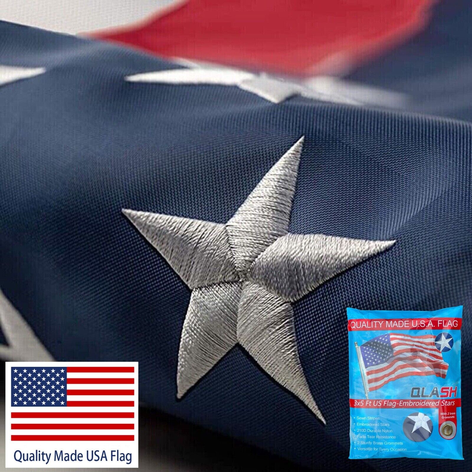 US American Flag 3x5 Quality Made USA Flag Embroidered United States Flag