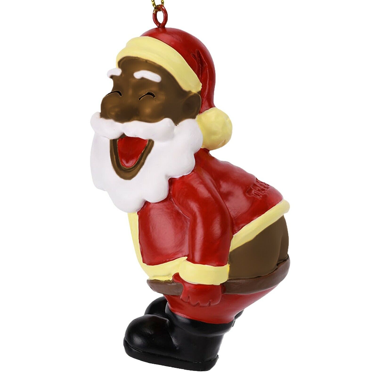 Tree Buddees Funny Mooning Black Santa Claus Christmas Tree Ornament (Dark Tone)