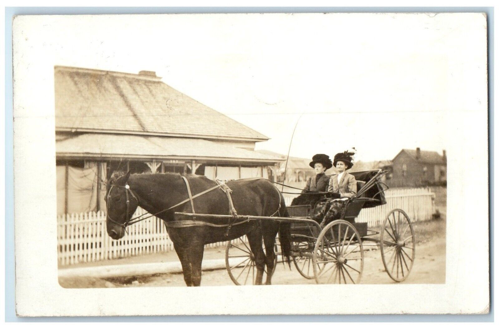 1911 Women Horse And Buggy Silver City New Mexico NM RPPC Photo Antique Postcard