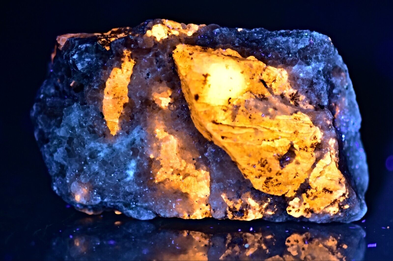 104 Gram Fluorescent Afghanite Crystal With Phlogopite On Calcite Matrix