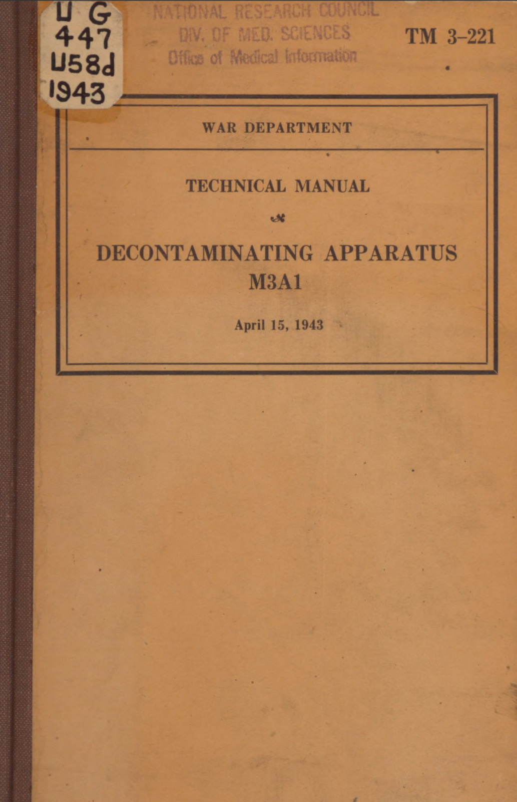 218 Page 1943 TM 3-221 Decontaminating Apparatus M3A1 400 Gal. Manual on Data CD