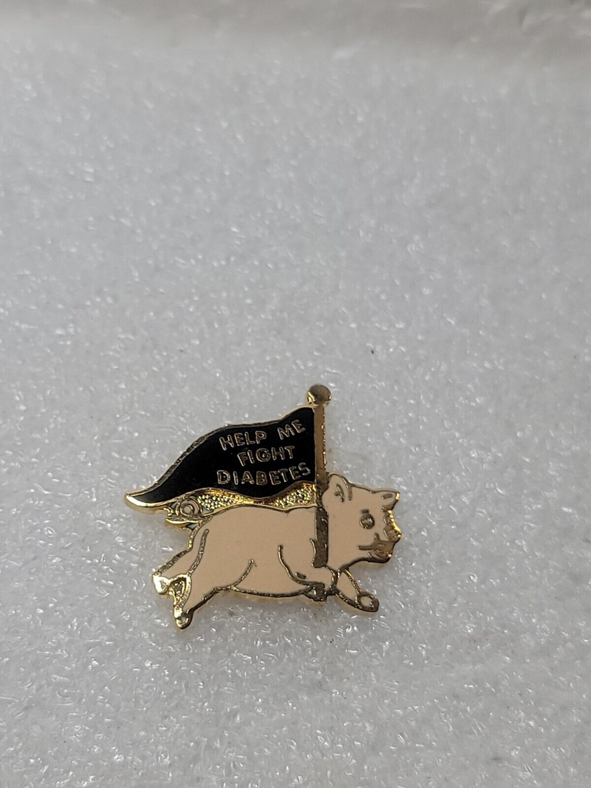 Help Me Fight Diabetes Pink Pig with Flag Enamel Lapel Pin Single Clutch Back