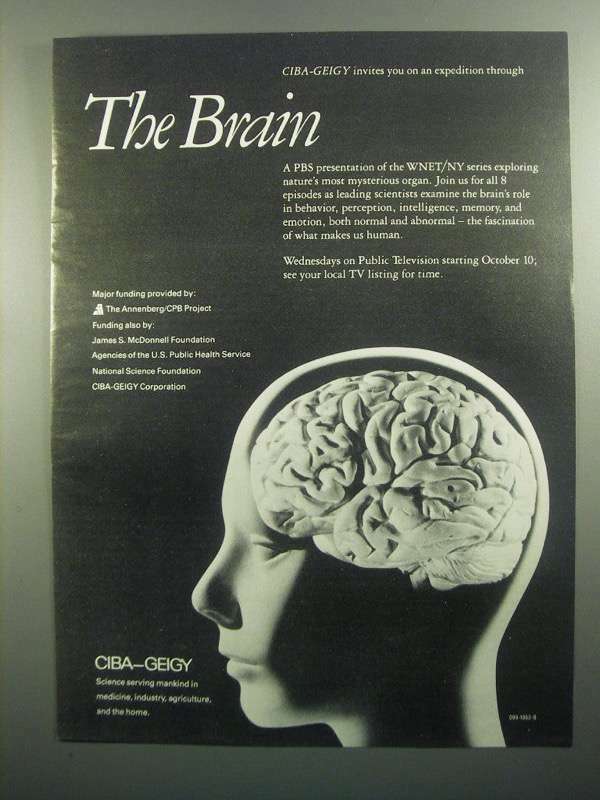 1984 Ciba-Geigy The Brain PBS Series TV Show Ad