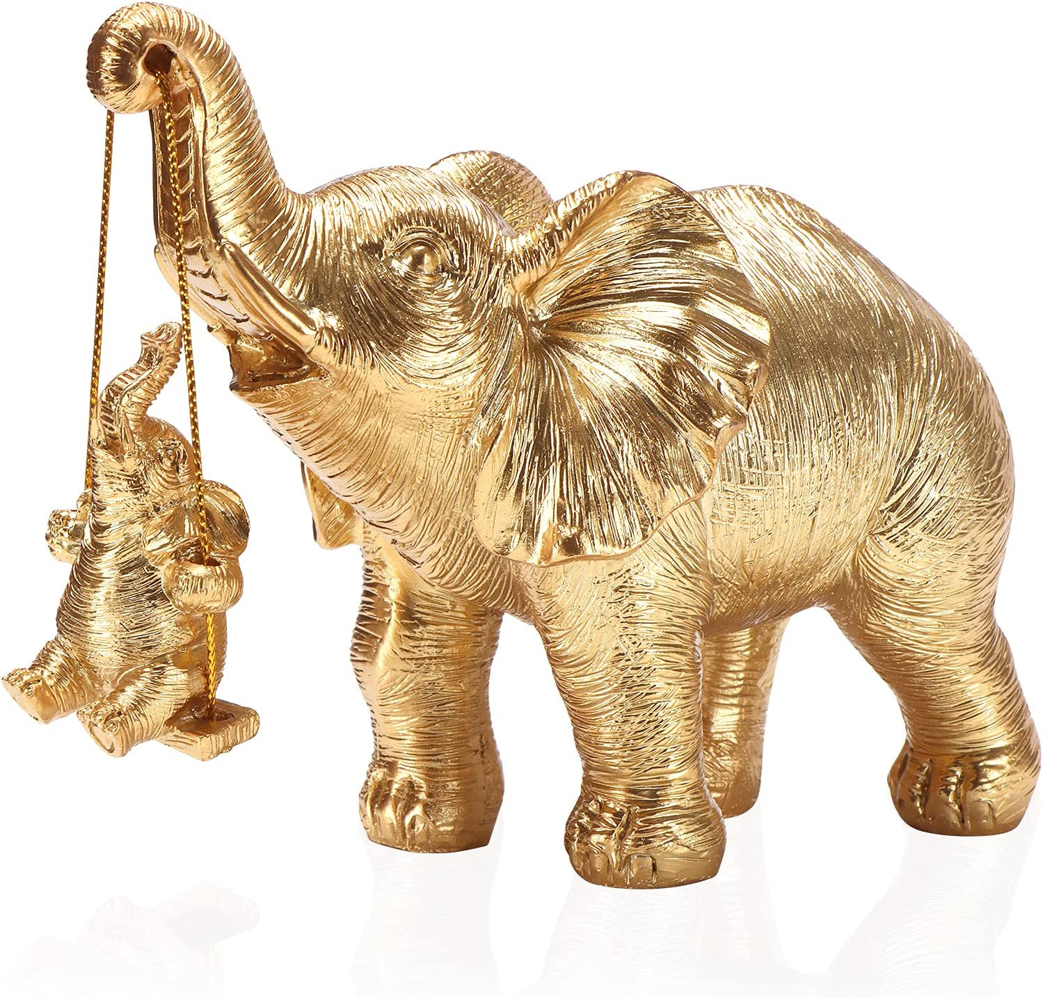 Elephant Statue. Gold Elephant Decor Brings Good Luck, Health, Strength. Elephan