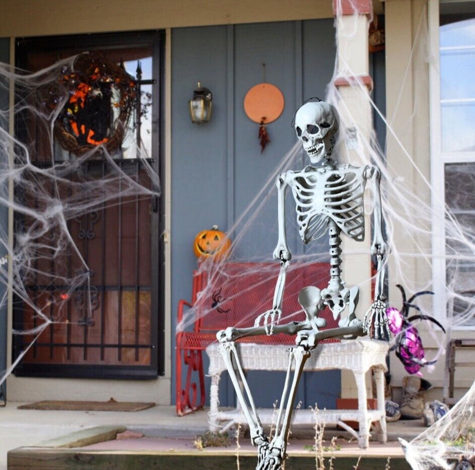 5.4Ft Halloween Skeleton Life Size Realistic Full Body Hanging W/ Movable Joints