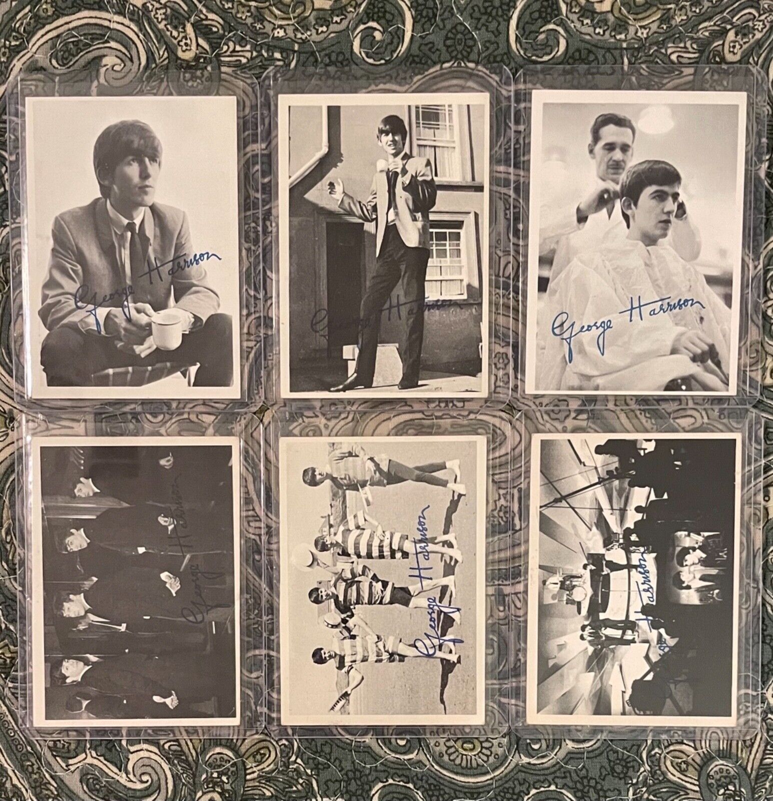 Lot of (6) 1964 Beatles B&W George Harrison Cards