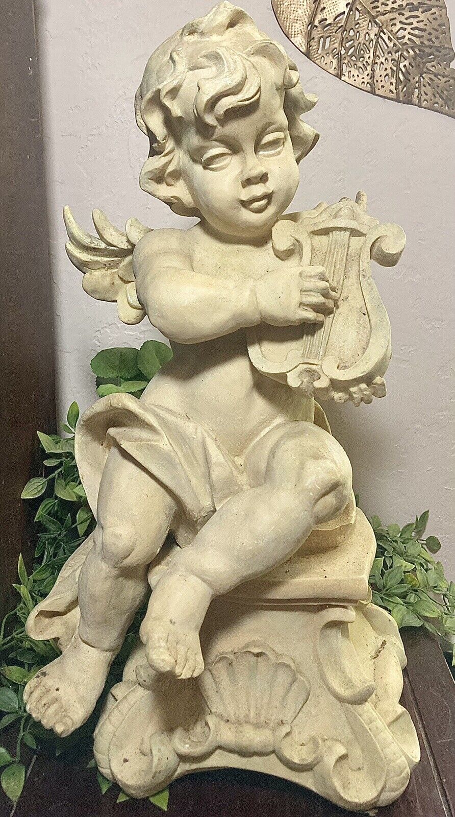 Garden Cherub with Violin Resin Statue