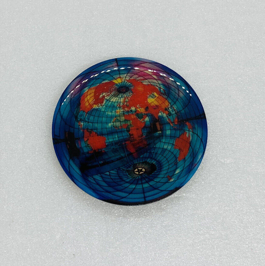 Vintage Earth Magnetic Field Art Design Fridge Magnet Globe Map Enamel Rare 31