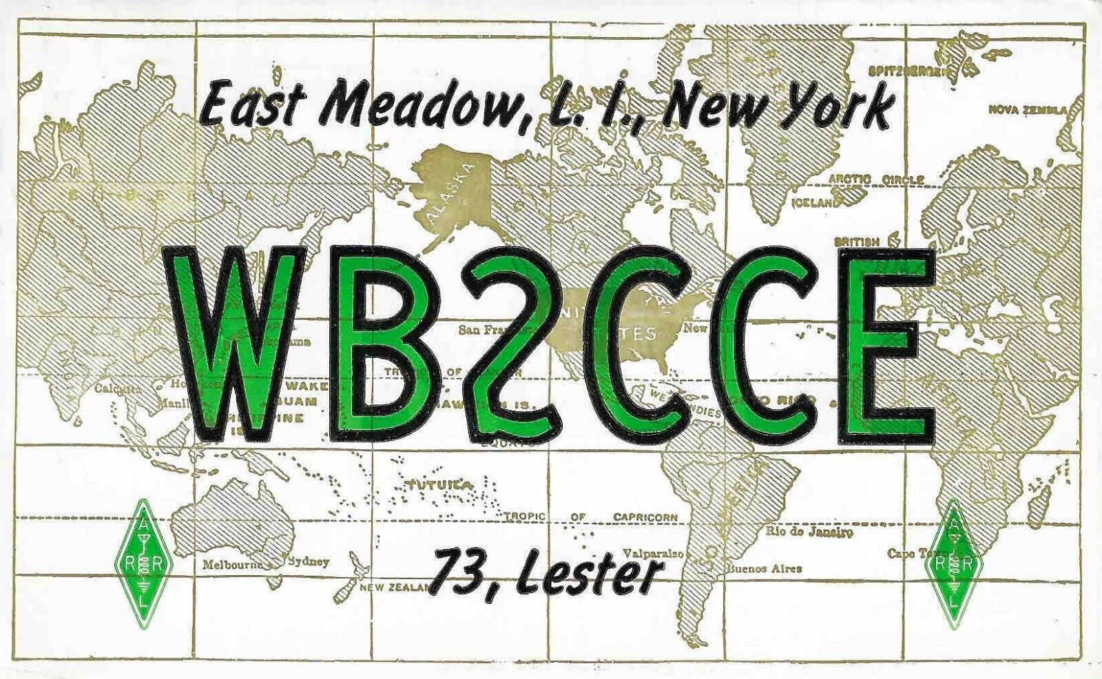 US Sc # 1035 on QSL card Vintage Ham Radio Amateur,East Meadow ,New York 1962