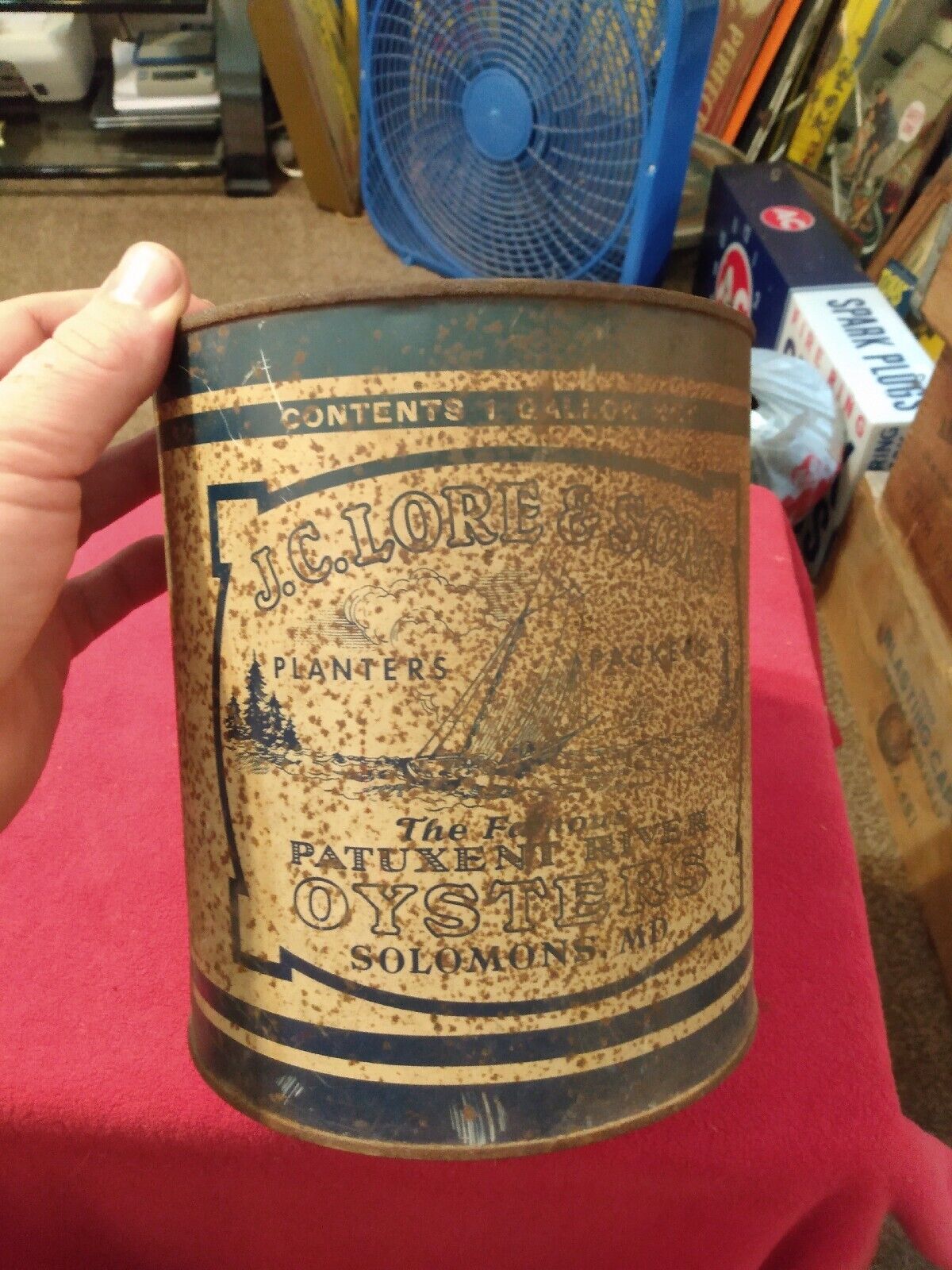 J.C. Lore & Son Oyster Can Tin Original Uncleaned Advertising Rare