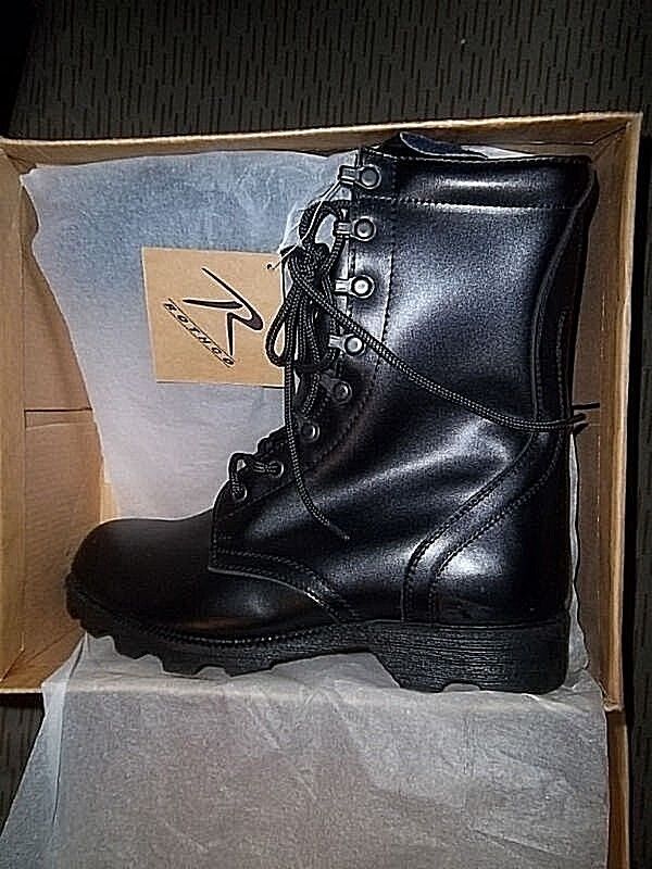 ROTHCO Black Leather US-Style Combat Boots- In Original Boxes-Vintage 1990s-RARE