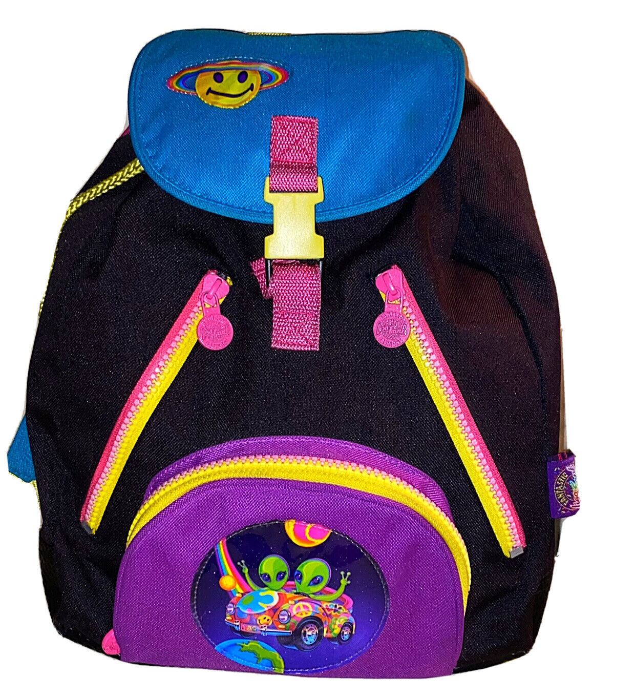 LISA FRANK Aliens Zoomer And Zorbit Cotton Backpack 1999 90s Vintage Mail Order