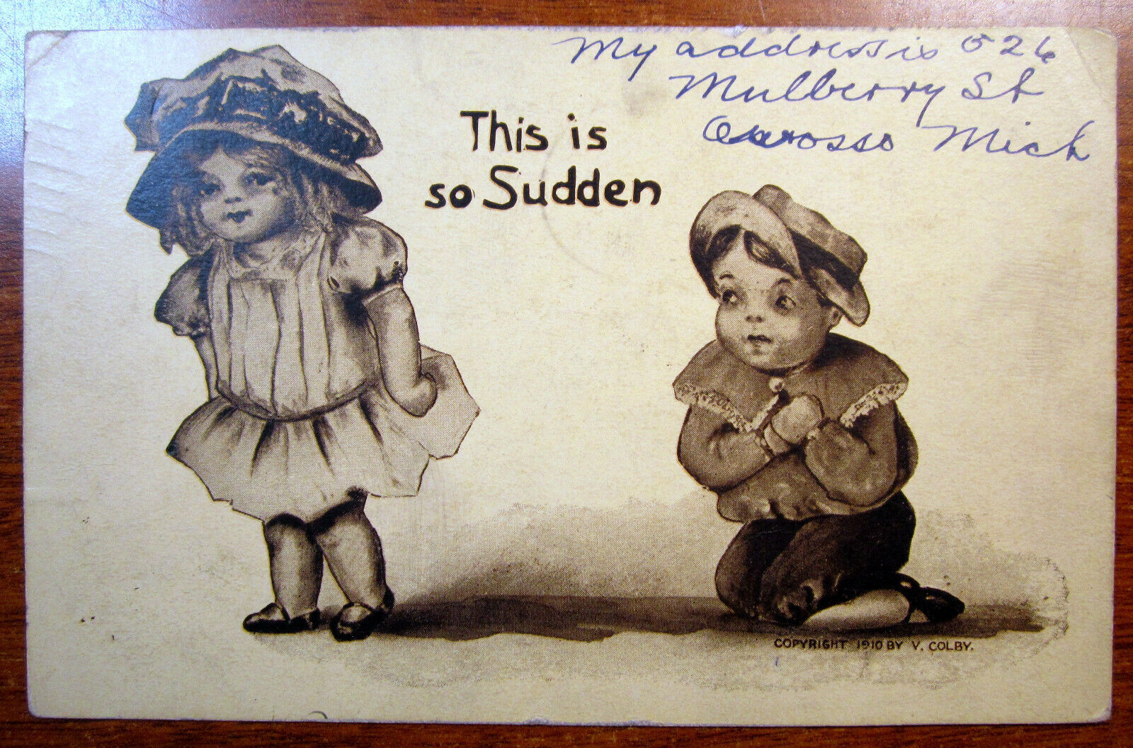 Postcard Kiddo Series 1911 Card This is so Sudden Proposal Colby Image Wow 2234
