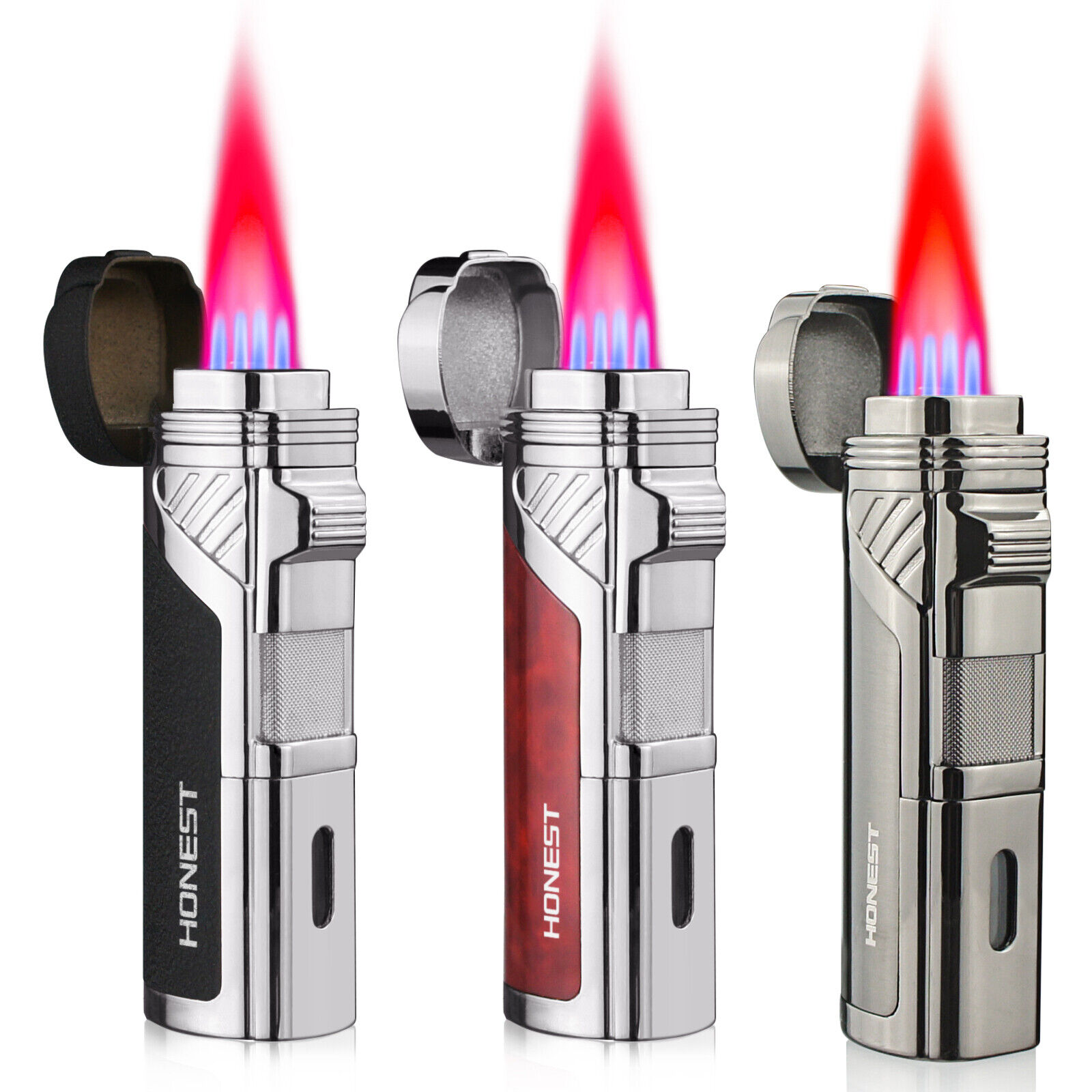 Torch Lighters 4 Jet Flame Butane Lighter Pocket Lighter with Punch Refillable