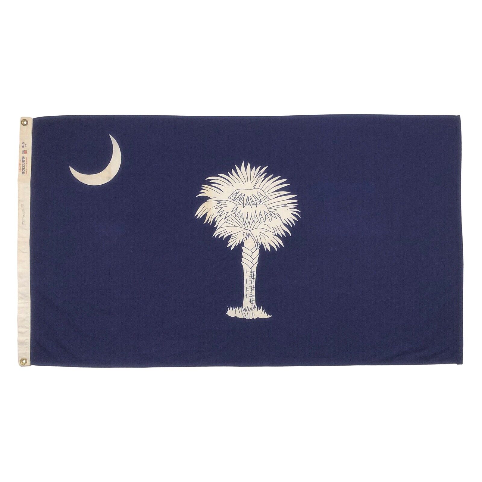 Vintage Cotton Flag South Carolina American Old Cloth Art Southern USA Palm Tree