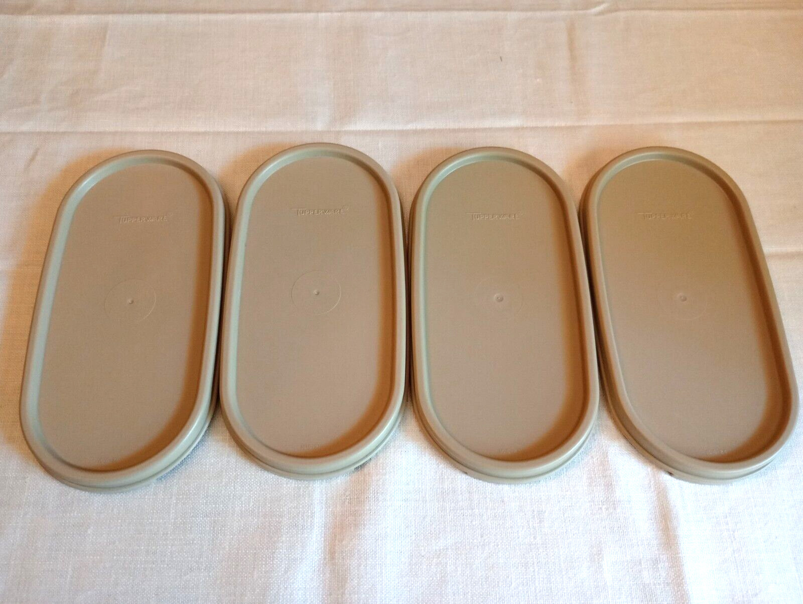 Set of 4 Tupperware Modular Mate Oval Replacement Seal Lid Tan/Taupe 1616~NEW