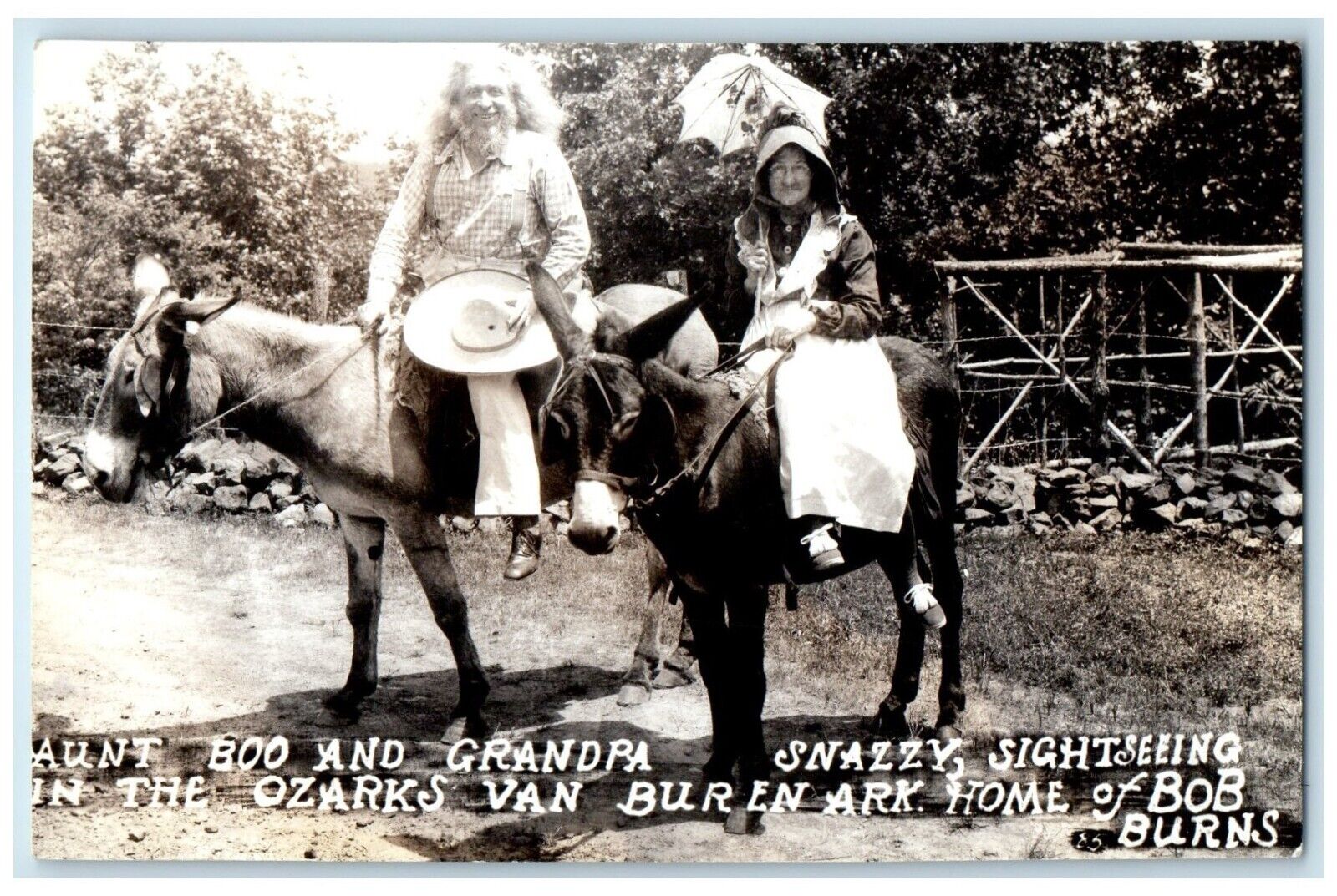 c1940's Aunt Boo And Grandpa Snazzy Sightseeing Van Buren AR RPPC Photo Postcard
