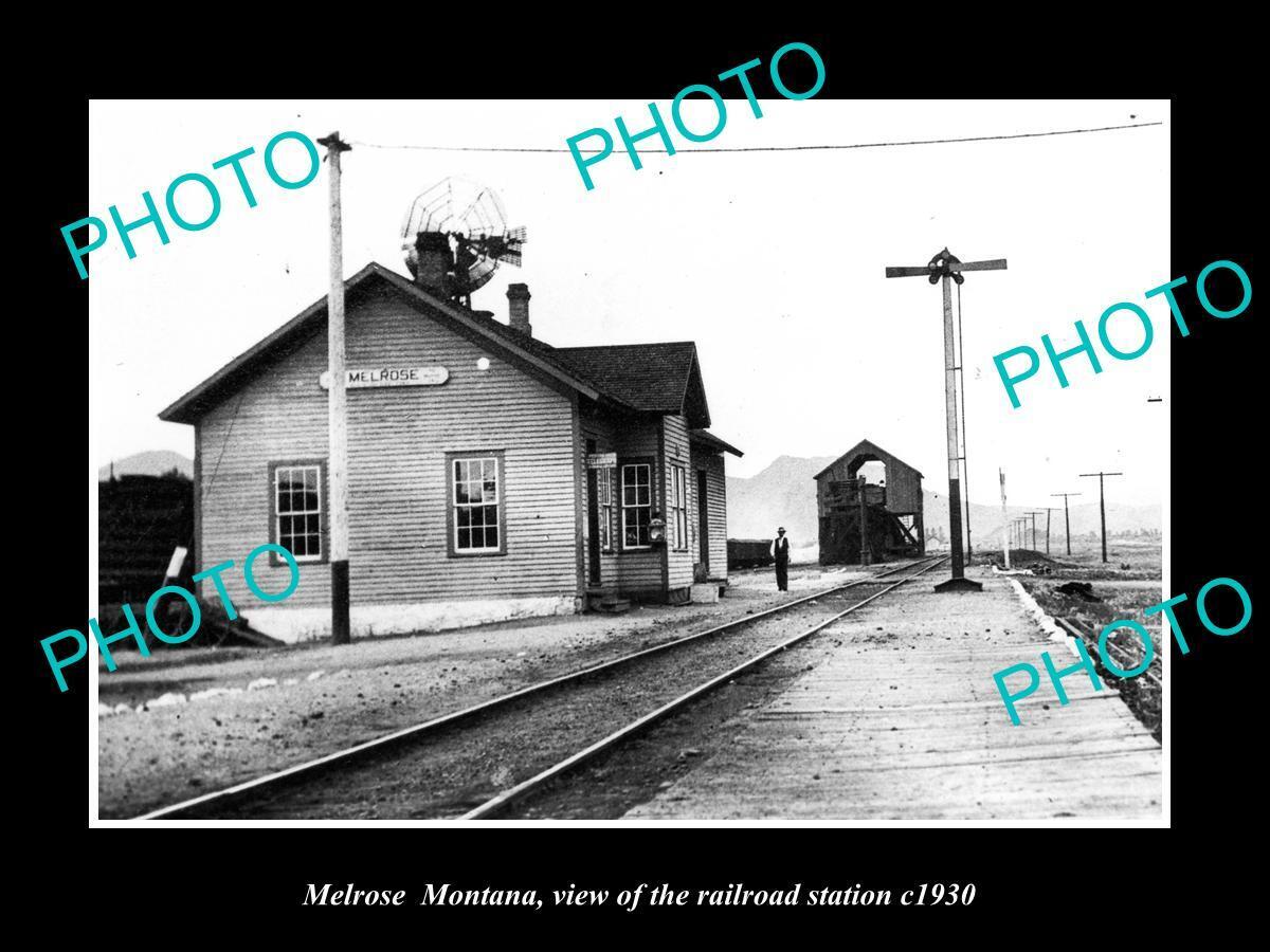 OLD 6 X 4 HISTORIC PHOTO OF MELROSE MONTANA, THE RAILROAD STATION c1930
