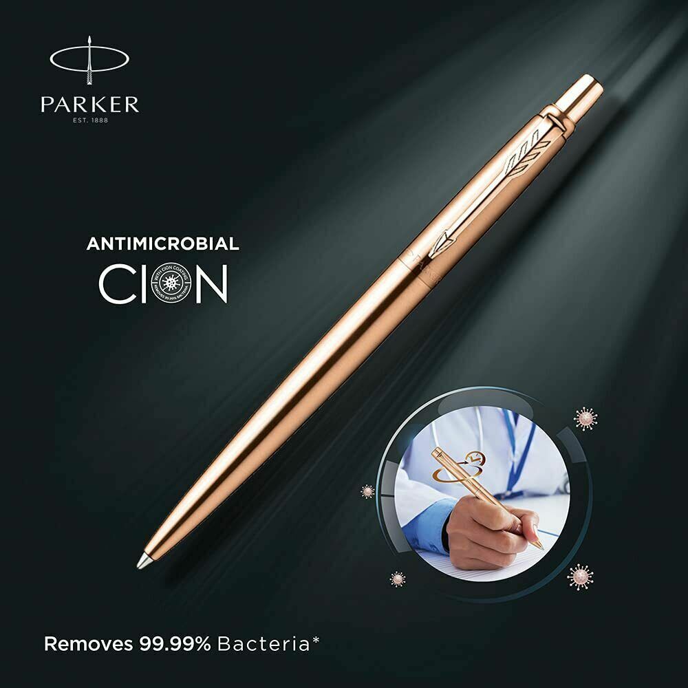 Parker Jotter Antimicrobial Copper-Ion Coated Stainless Steel Ball Pen Blue Ink