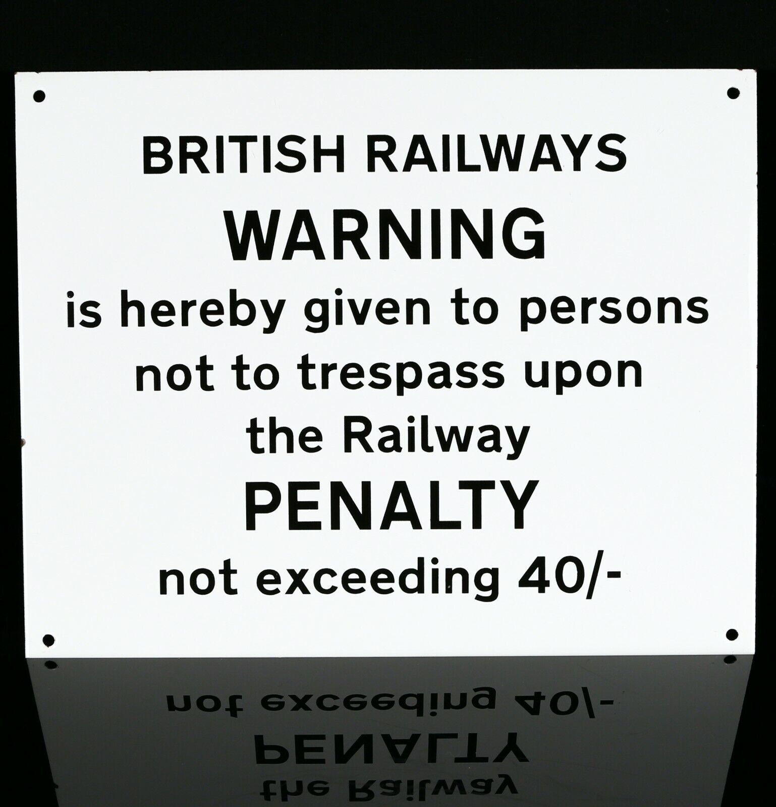 BRITISH RAILWAYS -PENALTY WARNING- VINTAGE ENAMEL TRAIN NOTICE DISPLAY SIGN