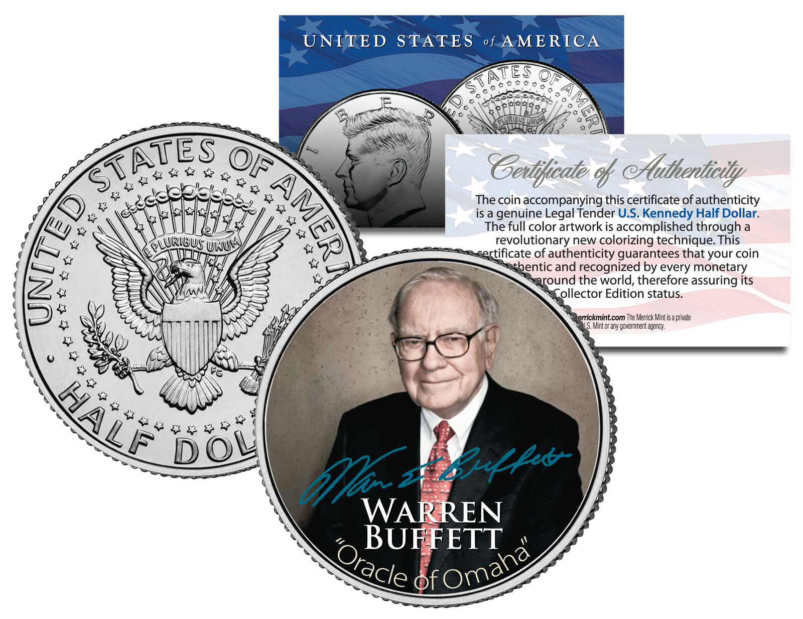 WARREN BUFFETT Most Successful Investor of the 20th Century JFK Half Dollar Coin