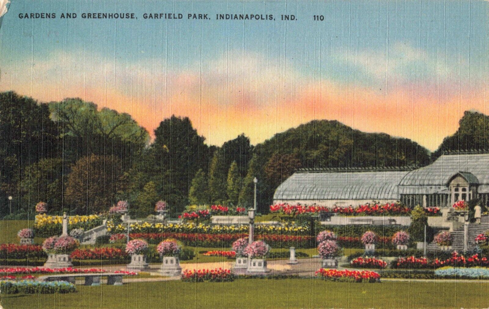 Indianapolis IN Indiana, Gardens & Greenhouse Garfield Park, Vintage Postcard