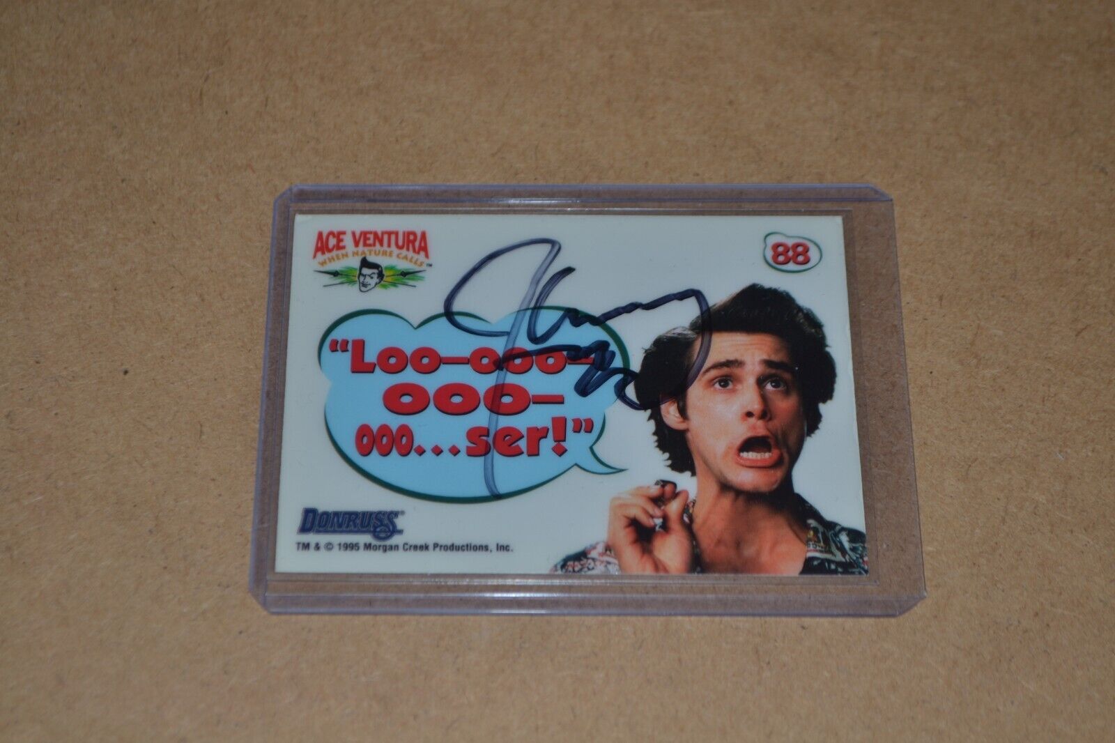 JIM CARREY Hand Signed ACE VENTURA CLING CARD #88 Autographed