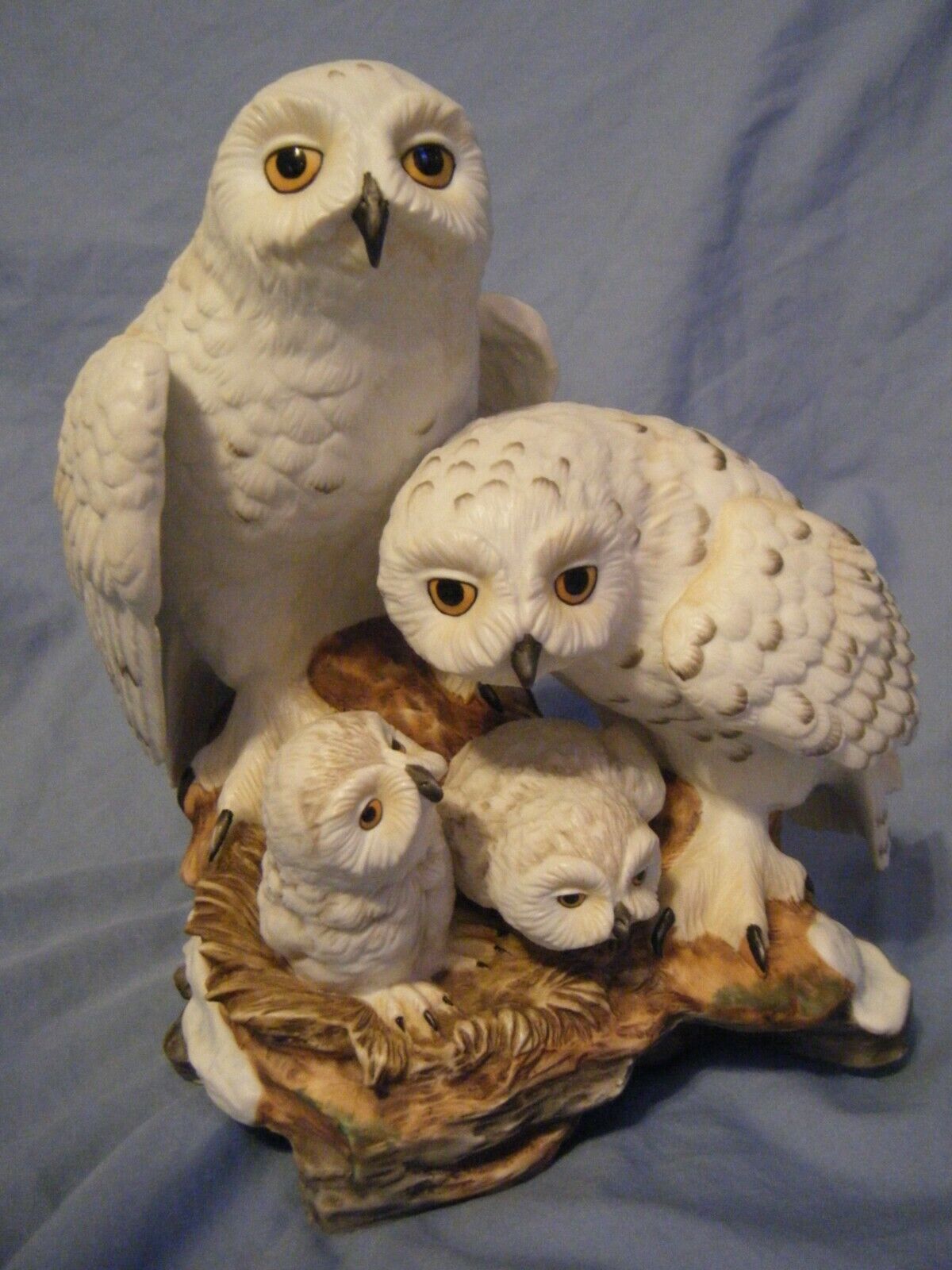 Snowy Owls Katsumi Ito Danbury Mint 1989 Porcelain Bird Figurine Vintage Gift NR