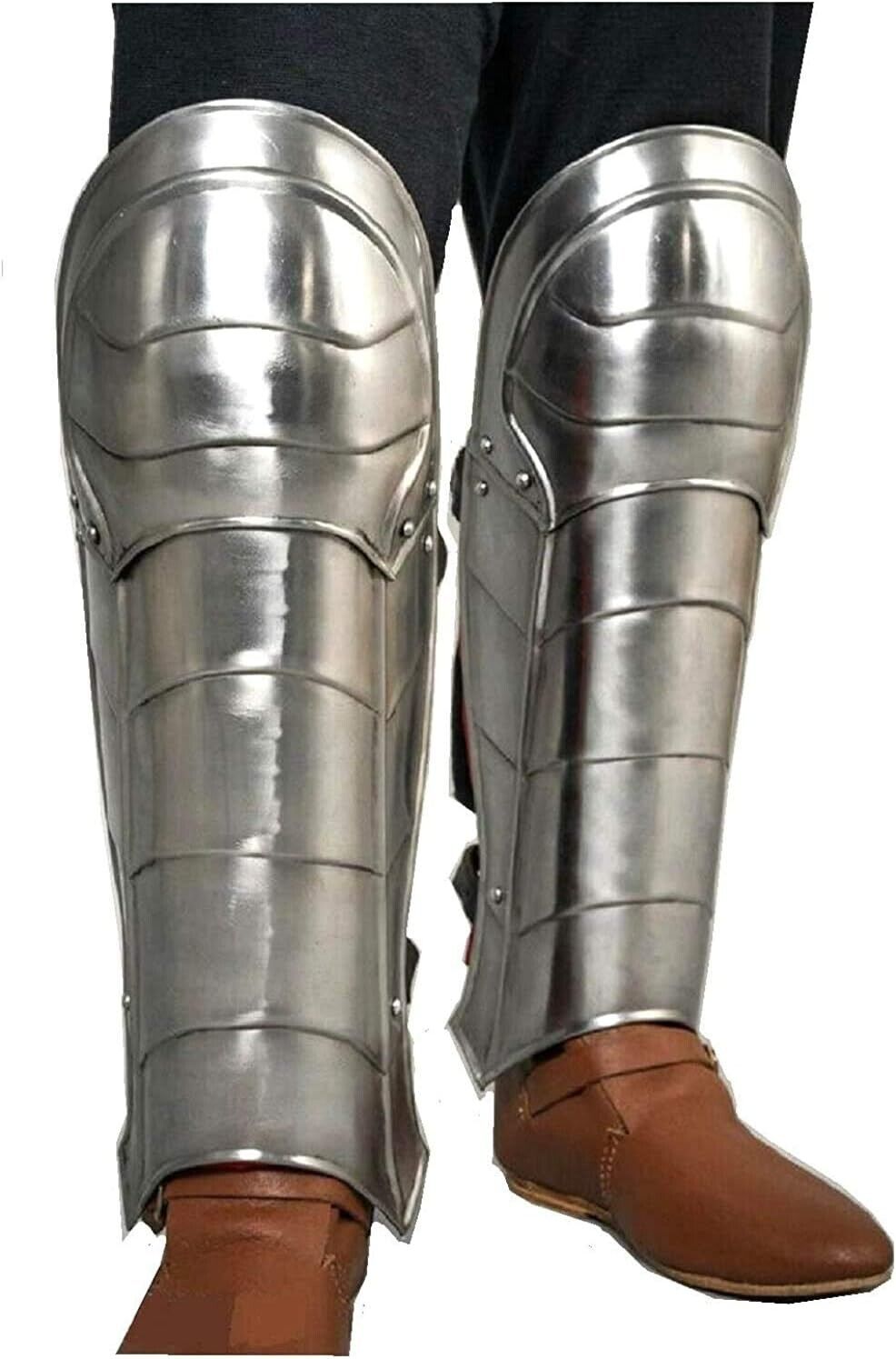 Medieval Gladiator Greaves Leg Guard Armor Set, Knight Crusader Steel Leg Armour
