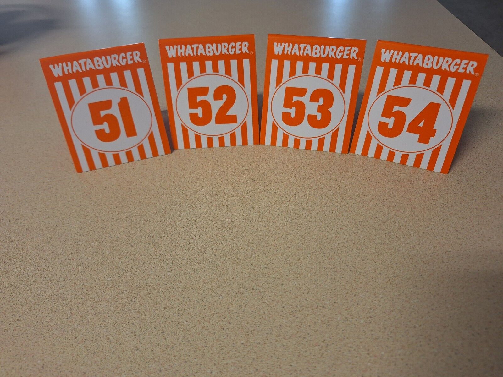 Whataburger Restaurant Table Tent Order Number Collection 51,52,53,54 Ships Free
