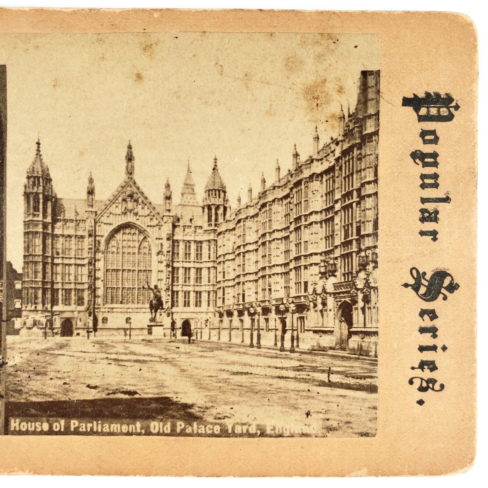 Palace of Westminster London England Stereoview c1890 Parliament Yard Card B1864
