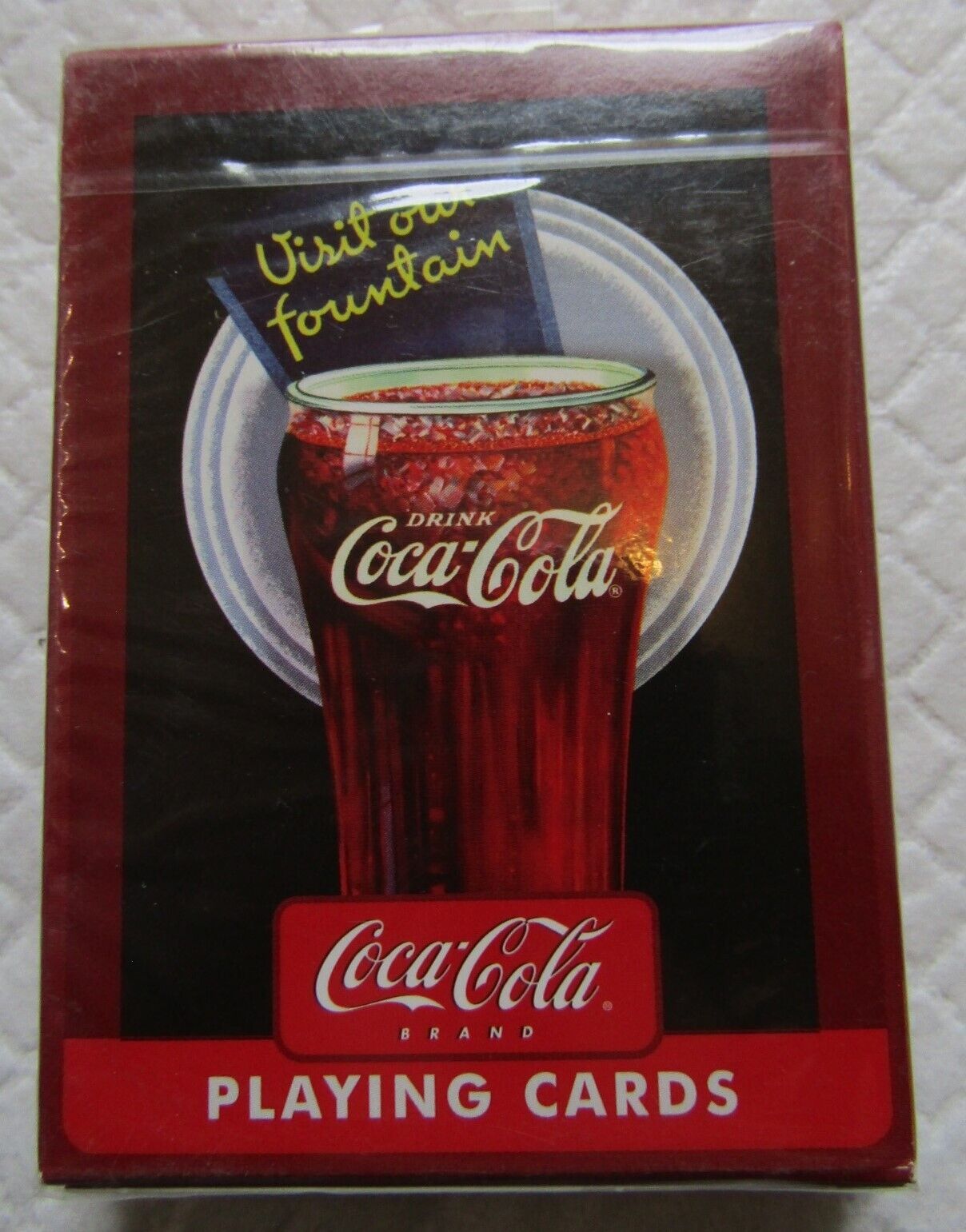 VINTAGE  FACTORY  SEALED BICYCLE PLAYING CARDS DECK COCA-COLA VISIT OUR FOUNTAIN