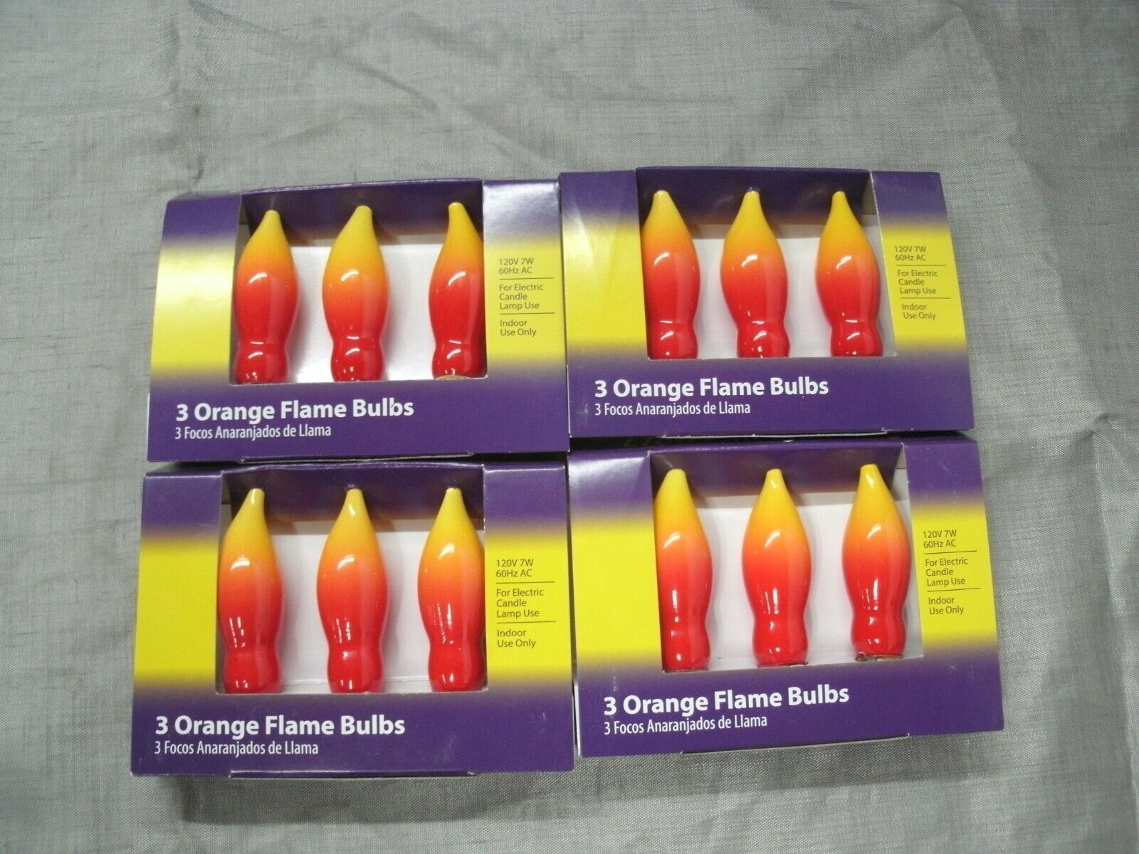 NOS Christmas Candle Orange Yellow Flame Glass Bulbs 24 Replacement Bulbs 2