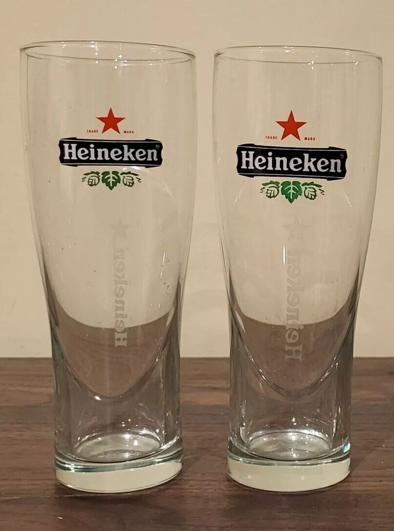 Set of 2 Heineken 0.4 L Beer Glasses Star Logo Holland Netherlands