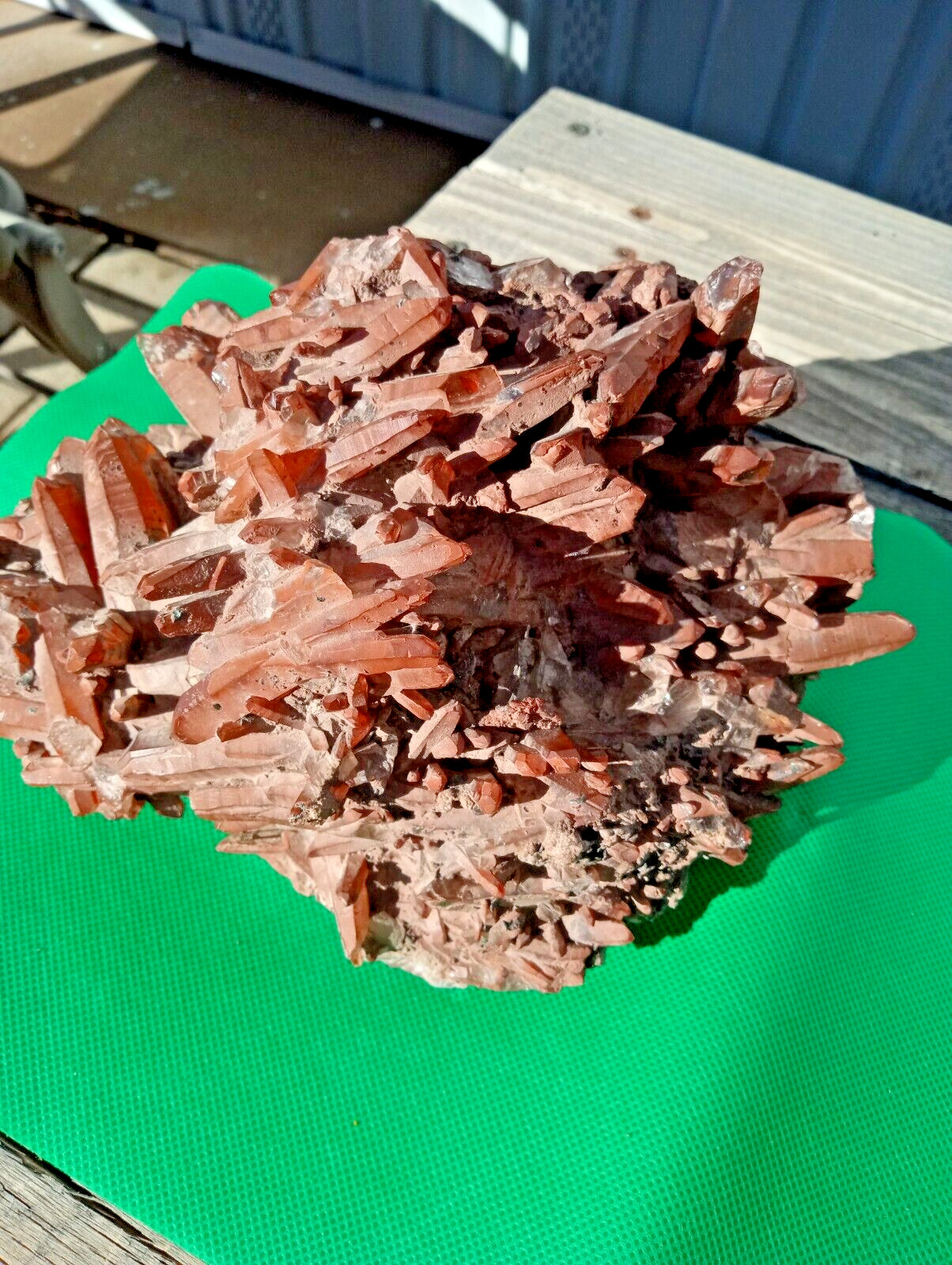 Stunning  Red Quartz Hematite Crystal Cluster, Huge 5 lbs Specimen - P~