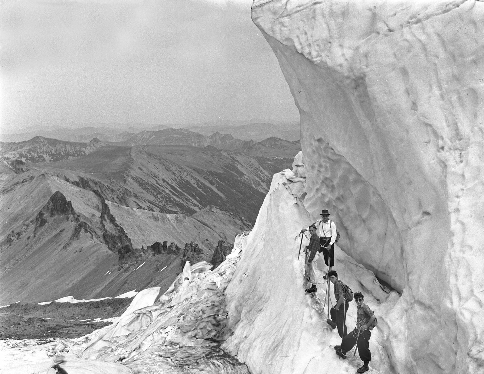 1940 Mountain Climbers Near a Glacier, Yakima Park Old Photo 8.5\