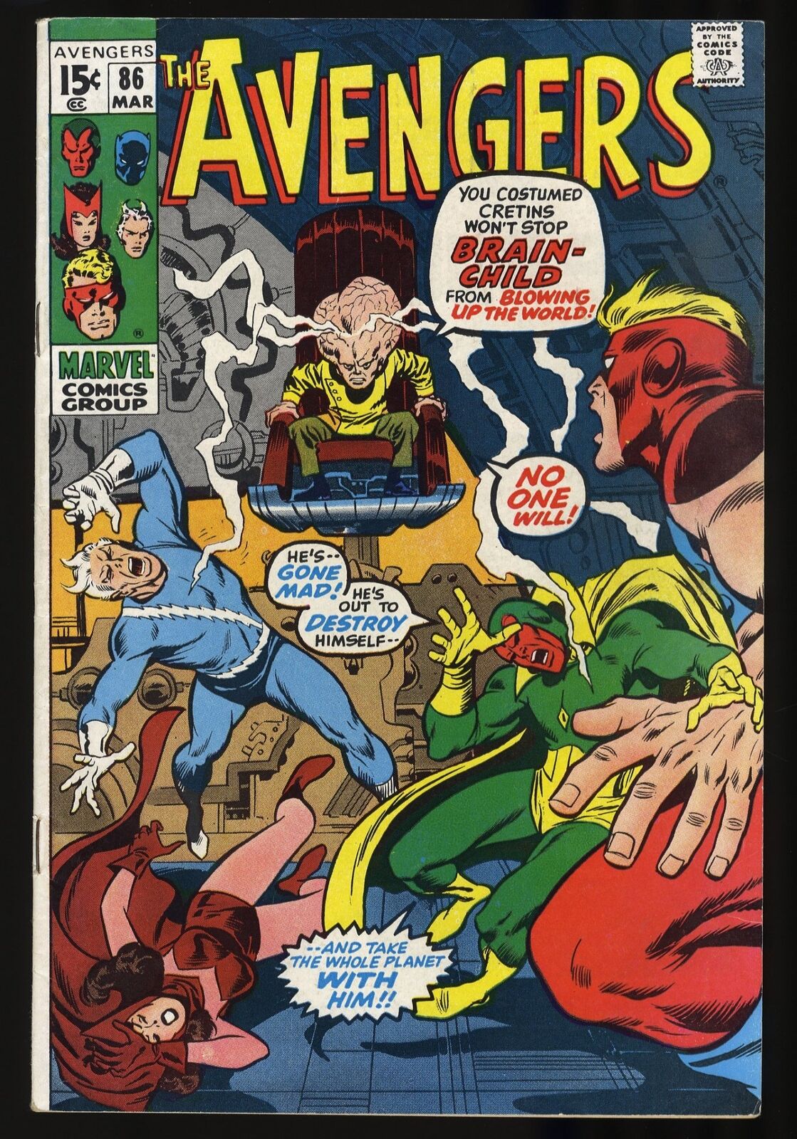 Avengers #86 VF/NM 9.0 1st Appearance Brain Child Marvel 1971