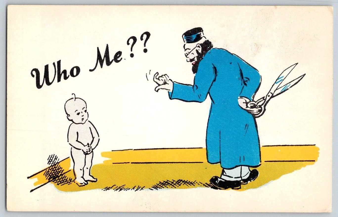 Vintage Comic Postcard~ Circumcision~ Baby Boy~ Who Me?~ Humor
