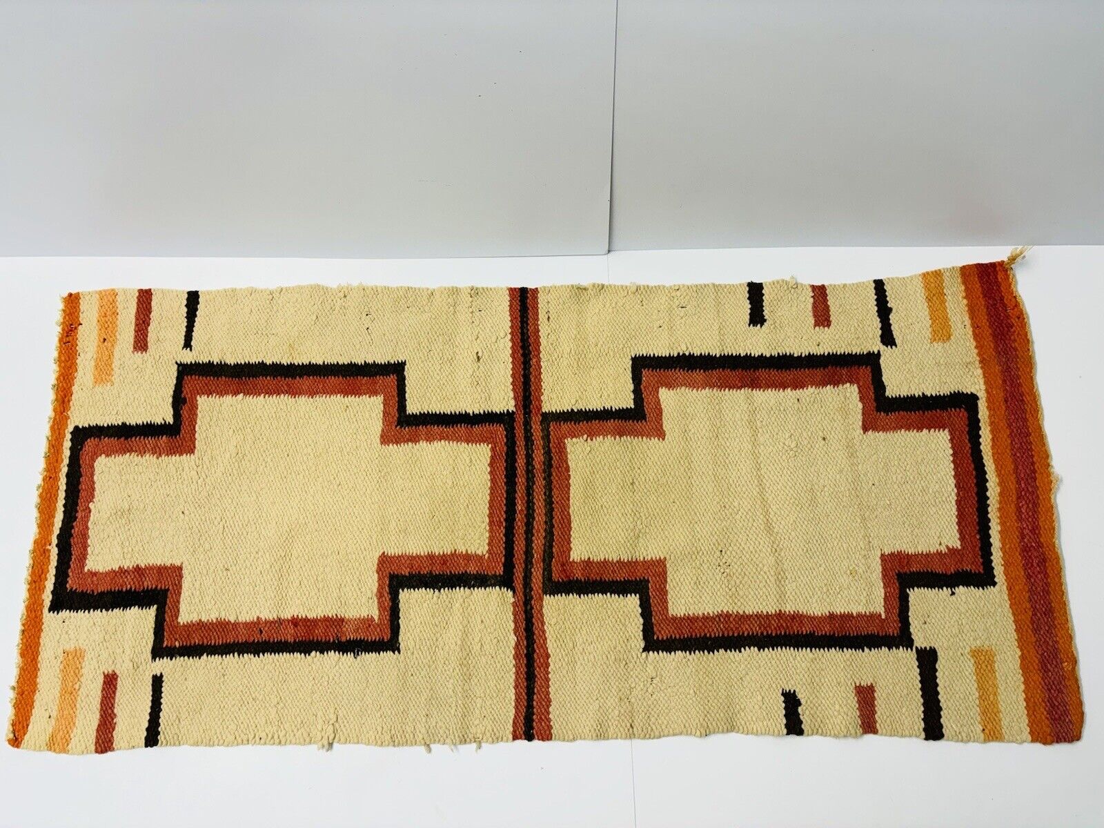 Early Navajo Beautiful Handmade Native American Indian Rug 40x20 Inches
