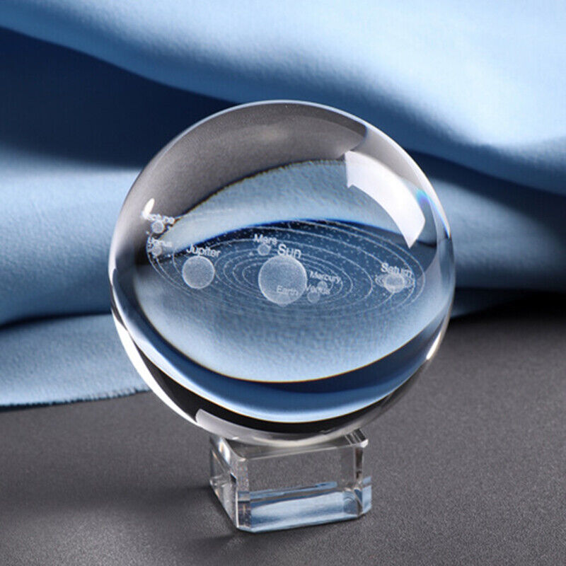 Laser Engraved Solar System Ball 3D Miniature Planets Sphere Glass Globe Decor