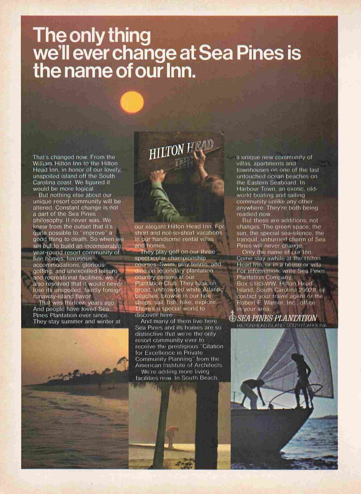 Sea Pines Plantation Vintage Advertisement Paper Print Ad