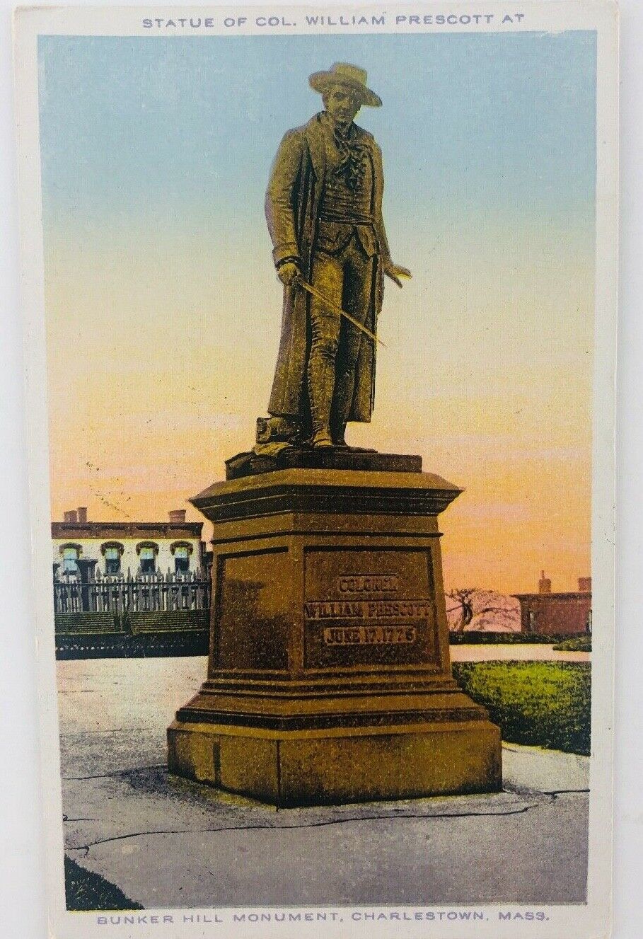 Vtg Charlestown Massachusetts MA Bunker Hill Monument Col. William Prescott