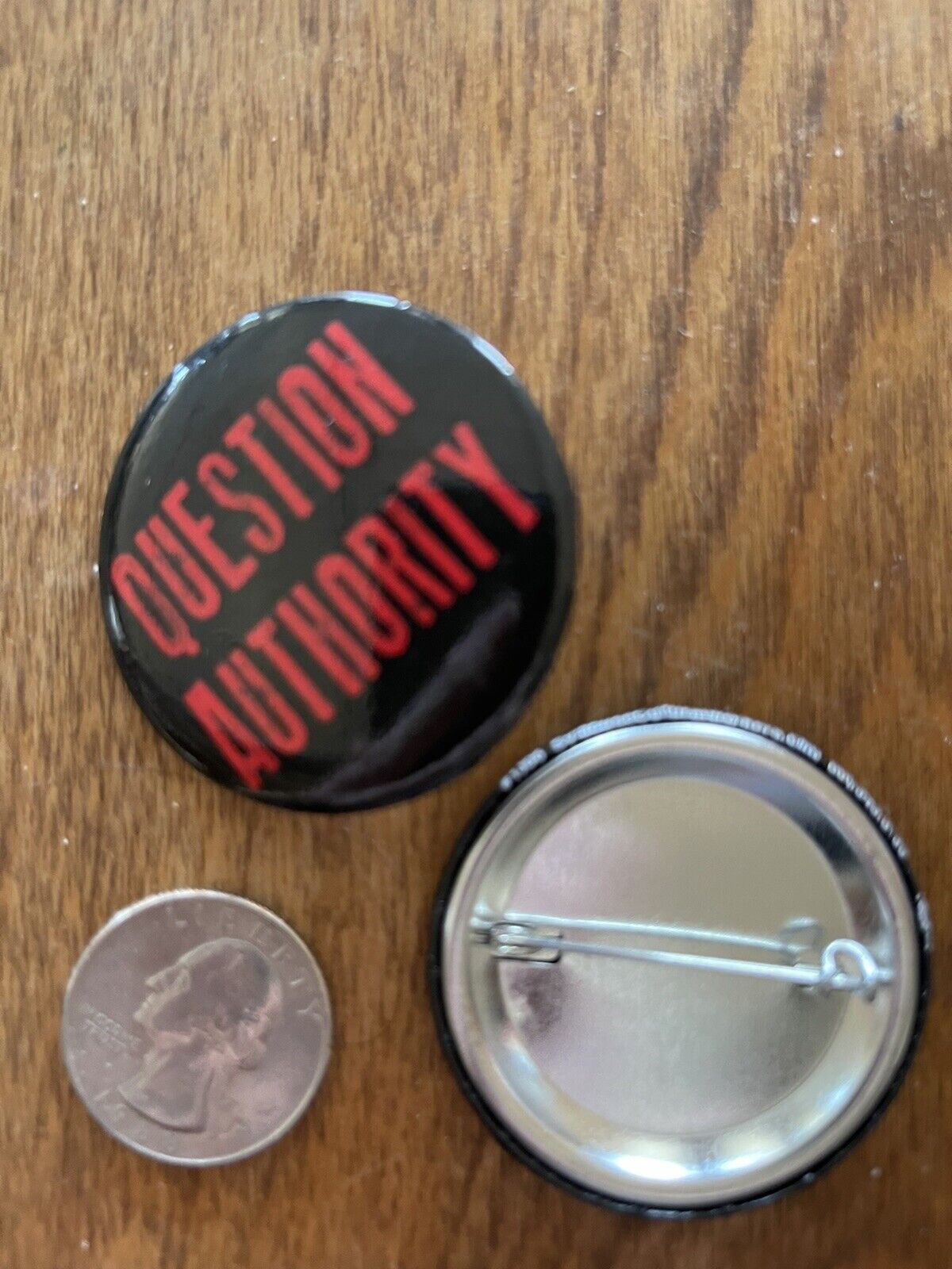 QUESTION AUTHORITY Button/pin Shipping included