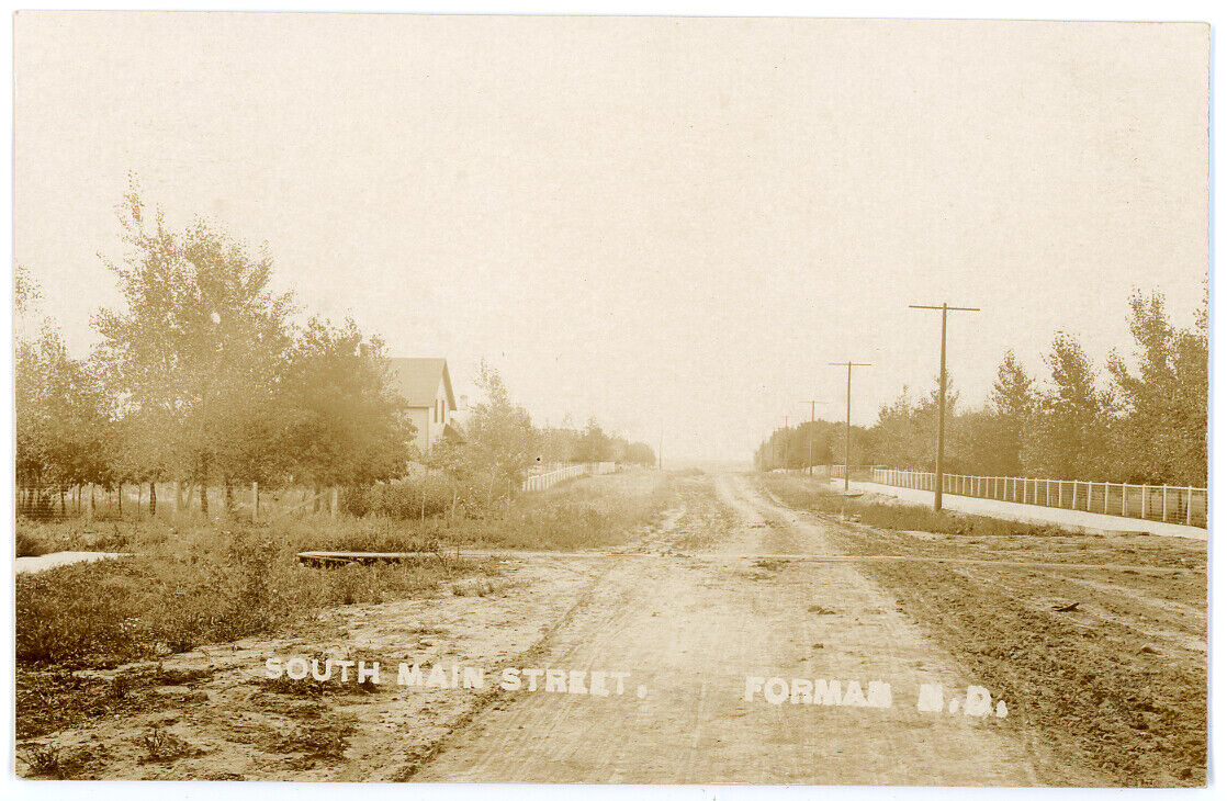 Antique Forman North Dakota ND Postcard: South Main Street RPPC  - c. 1908