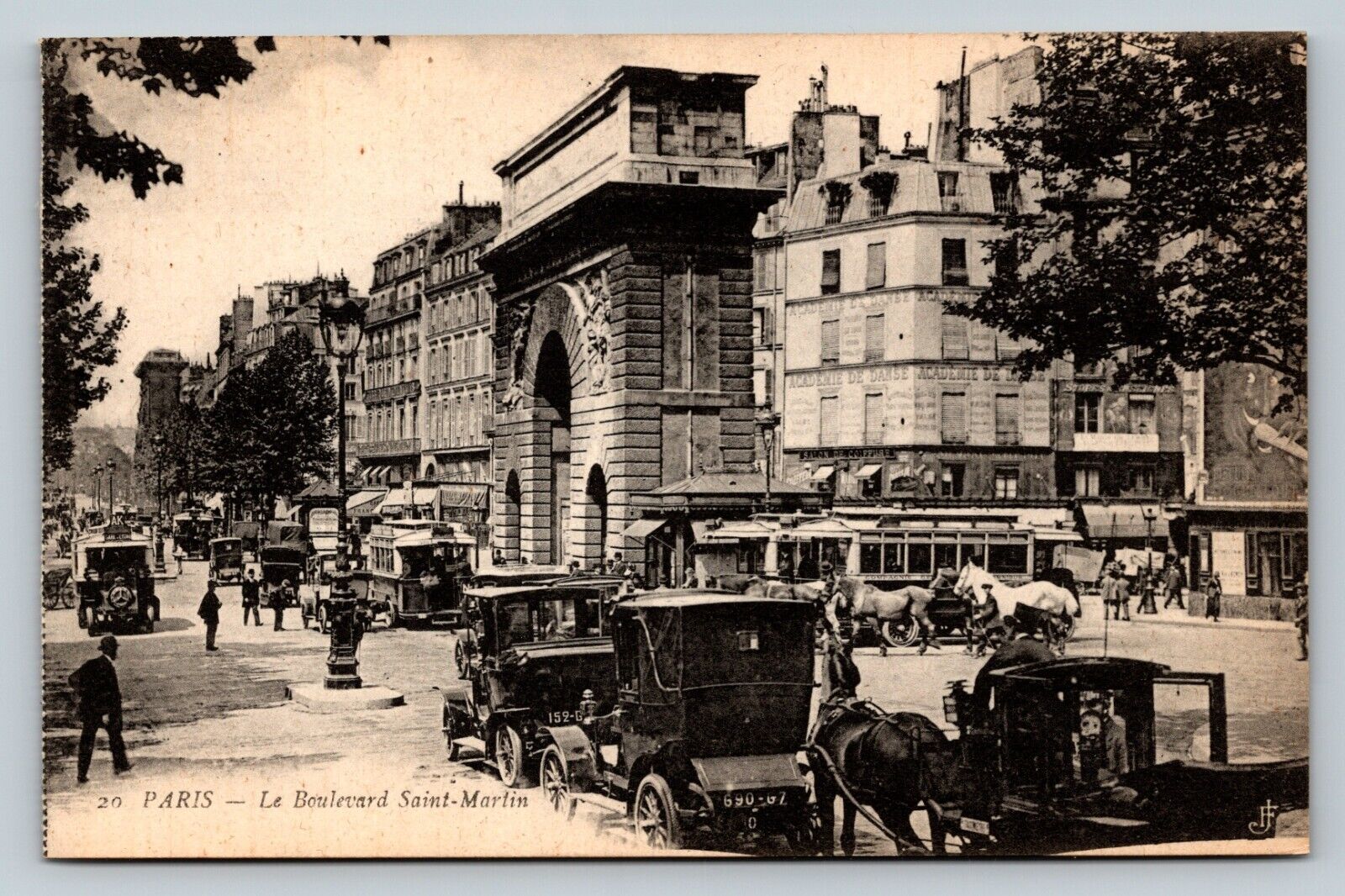 The Boulevard Saint Martin PARIS France Classic Cars VINTAGE Postcard