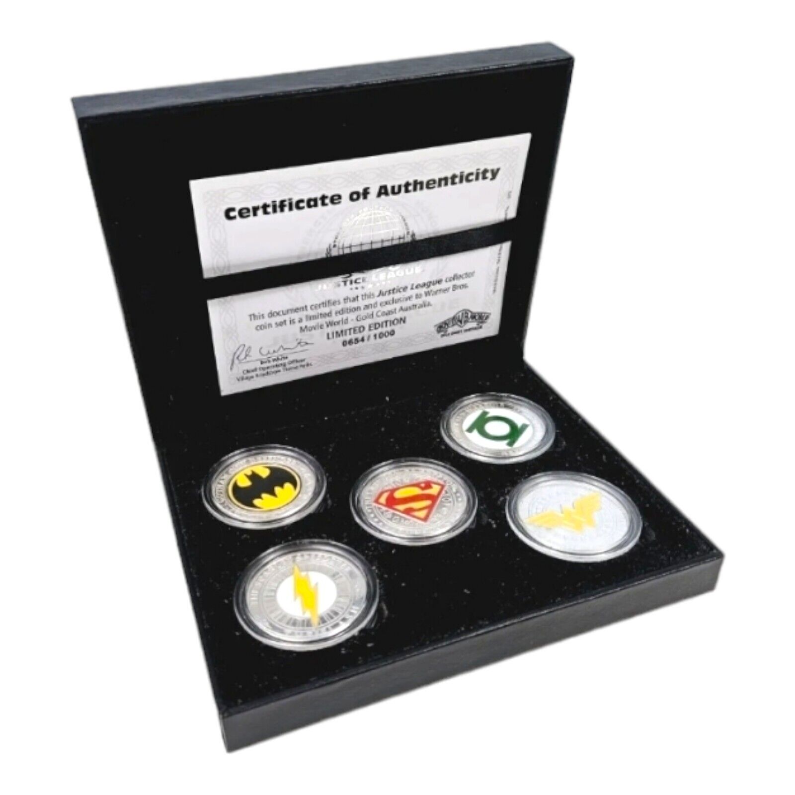 WB Movie World Justice League Collector Coins Set Limited Edition 0654 / 1000