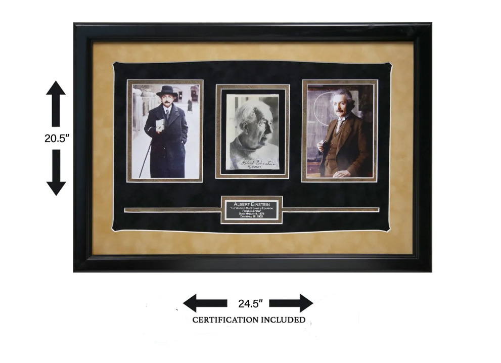 Albert Einstein Signed + Inscribed E=MC2 photo + COA + Museum Quality Framing 😮